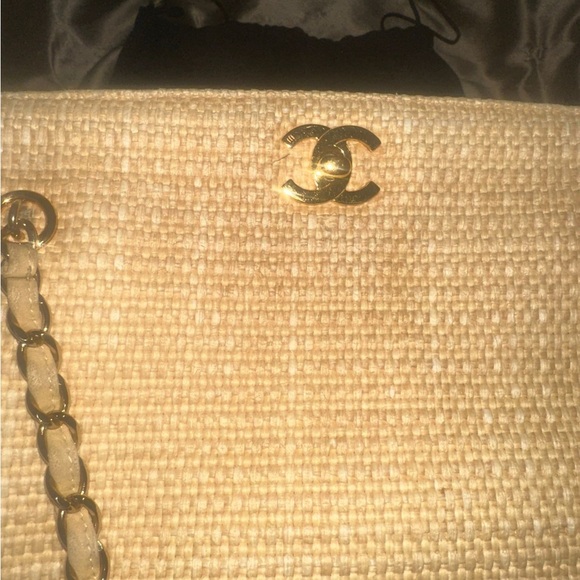 CHANEL bag coco mark tweed Chain wicker shoulder Classic Ltd Ed CC Tote straw - Picture 13 of 16